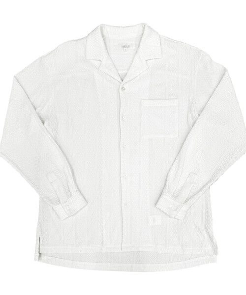 COMME CA ISM（コムサイズム）の「ケーブルジャカード オープンカラーシャツ（シャツ/ブラウス・メンズ・ブラック/ホワイト・MEDIUM/LARGE）」の4枚目の写真