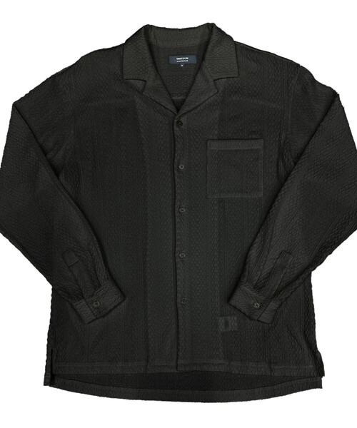 COMME CA ISM（コムサイズム）の「ケーブルジャカード オープンカラーシャツ（シャツ/ブラウス・メンズ・ブラック/ホワイト・MEDIUM/LARGE）」の3枚目の写真