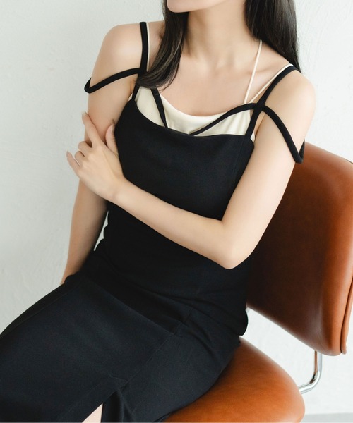 fupel（フぺル）の「2WAYカップ付きキャミソール（キャミソール・レディース・アイボリー/ブラック・FREE）」の15枚目の写真