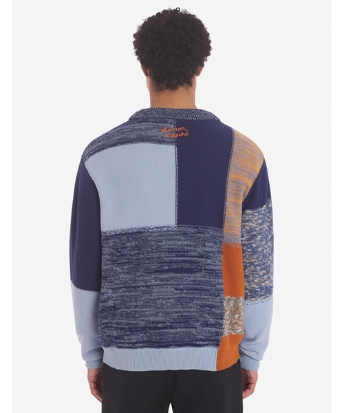 maison kitsune パッチワークカーディガン ボールド フォックスヘッド パッチ レギュラー カーディガン