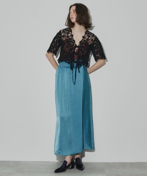 J1U by LA BELLE ETUDE（ジユウバイラベルエチュード）の「オリジナルクロシェニットハーフスリーブカーディガン（カーディガン/ボレロ・レディース・ホワイト/ブルー/ブラック・FREE）」の22枚目の写真