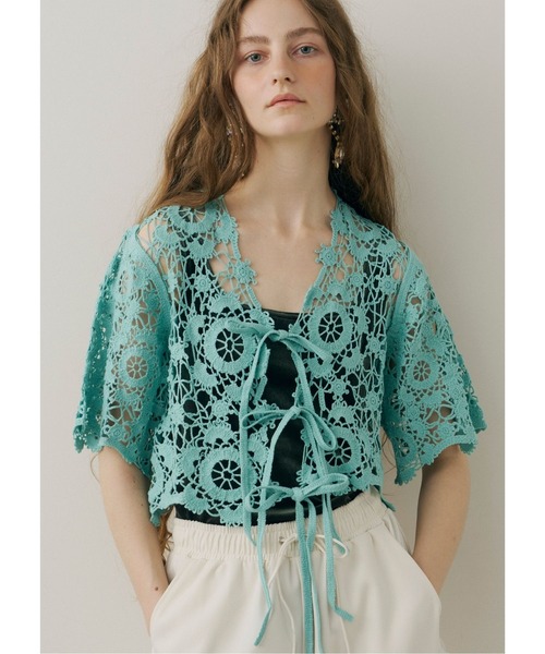 J1U by LA BELLE ETUDE 袖リボンクロシェ風ニット J1U KNIT – LA BELLE ETUDE online store