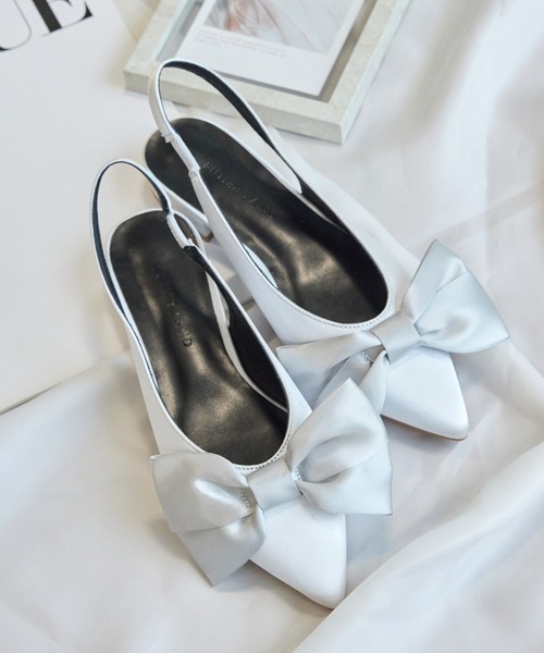 Futier land(フューティアランド)の「サテンビッグリボンミュール(サンダル・レディース・アイボリー/ブラック/シルバー・36/37/38/39/40)」の3枚目の写真