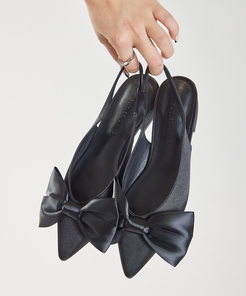 Futier land(フューティアランド)の「サテンビッグリボンミュール(サンダル・レディース・アイボリー/ブラック/シルバー・36/37/38/39/40)」の2枚目の写真