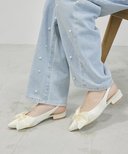 Futier land(フューティアランド)の「サテンビッグリボンミュール(サンダル・レディース・アイボリー/ブラック/シルバー・36/37/38/39/40)」の10枚目の写真