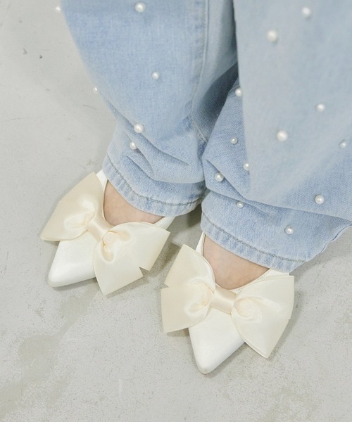 Futier land(フューティアランド)の「サテンビッグリボンミュール(サンダル・レディース・アイボリー/ブラック/シルバー・36/37/38/39/40)」の12枚目の写真