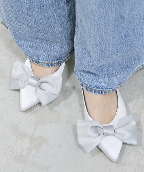 Futier land(フューティアランド)の「サテンビッグリボンミュール(サンダル・レディース・アイボリー/ブラック/シルバー・36/37/38/39/40)」の22枚目の写真