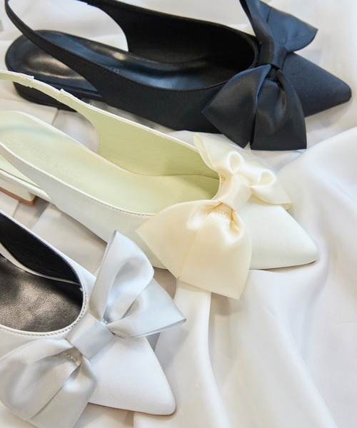 Futier land(フューティアランド)の「サテンビッグリボンミュール(サンダル・レディース・アイボリー/ブラック/シルバー・36/37/38/39/40)」の4枚目の写真