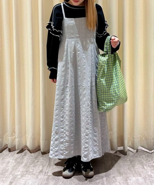 Green　Parks（グリーンパークス）の「・Double　Flags　ワッフルカラーstロンTEE（Tシャツ/カットソー・レディース・オフホワイト/杢グレー/ブルー/ブラック・FREE）」の20枚目の写真