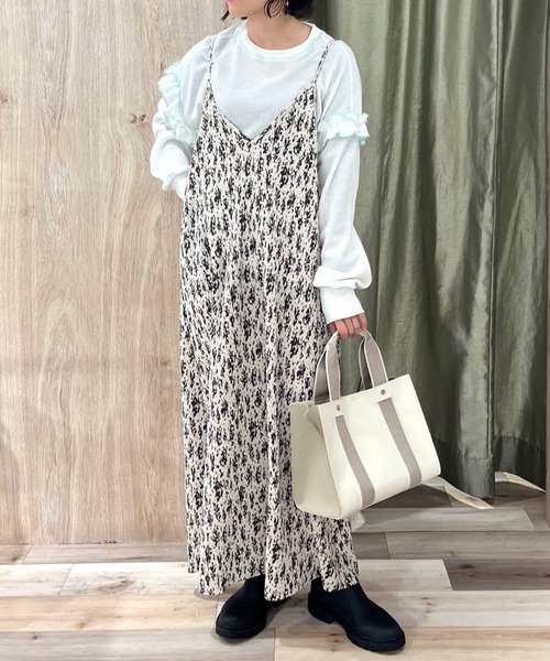 Green　Parks（グリーンパークス）の「・Double　Flags　ワッフルカラーstロンTEE（Tシャツ/カットソー・レディース・オフホワイト/杢グレー/ブルー/ブラック・FREE）」の13枚目の写真