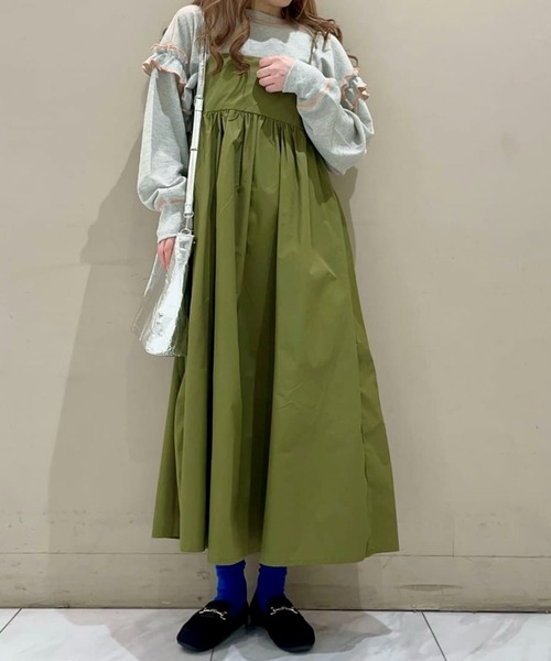 Green　Parks（グリーンパークス）の「・Double　Flags　ワッフルカラーstロンTEE（Tシャツ/カットソー・レディース・オフホワイト/杢グレー/ブルー/ブラック・FREE）」の16枚目の写真