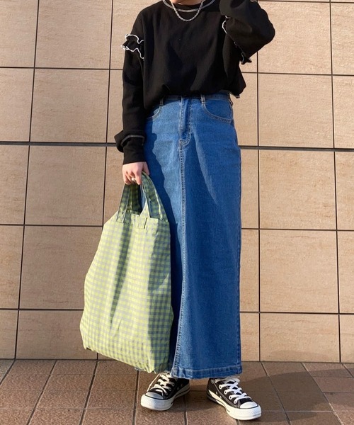 Green　Parks（グリーンパークス）の「・Double　Flags　ワッフルカラーstロンTEE（Tシャツ/カットソー・レディース・オフホワイト/杢グレー/ブルー/ブラック・FREE）」の21枚目の写真