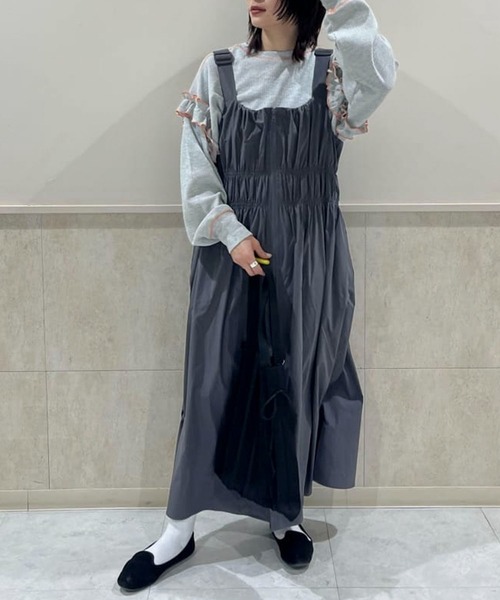 Green　Parks（グリーンパークス）の「・Double　Flags　ワッフルカラーstロンTEE（Tシャツ/カットソー・レディース・オフホワイト/杢グレー/ブルー/ブラック・FREE）」の18枚目の写真