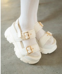 R&E（アールアンドイー）の「【R&E】厚底ラバーWベルトサンダル（サンダル）」