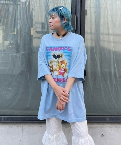 Candy Stripper（キャンディストリッパー）の「CANDY'S CUTENESS BIG BIG Tシャツ（Tシャツ/カットソー・レディース・オフホワイト/ライトブルー/ブラック・2）」の4枚目の写真
