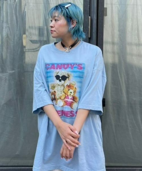 Candy Stripper（キャンディストリッパー）の「CANDY'S CUTENESS BIG BIG Tシャツ（Tシャツ/カットソー・レディース・オフホワイト/ライトブルー/ブラック・2）」の12枚目の写真