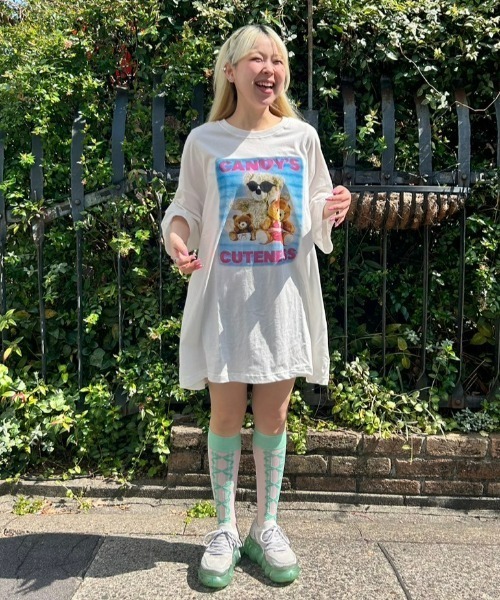 Candy Stripper（キャンディストリッパー）の「CANDY'S CUTENESS BIG BIG Tシャツ（Tシャツ/カットソー・レディース・オフホワイト/ライトブルー/ブラック・2）」の15枚目の写真