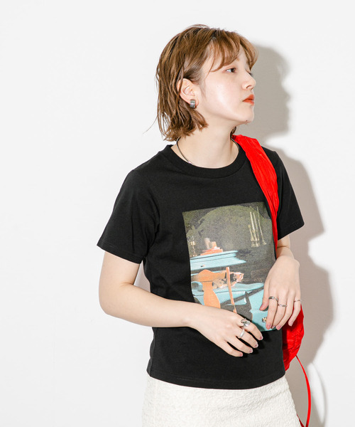 KBF（ケイビーエフ）の「フォトプリントTEE（Tシャツ/カットソー・レディース・ブラック/オフホワイト・ONE）」の5枚目の写真