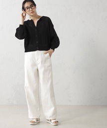 FOUND GOOD | DRYタッチ　スカシ編み7分袖ニットカーディガン(カーディガン/ボレロ)