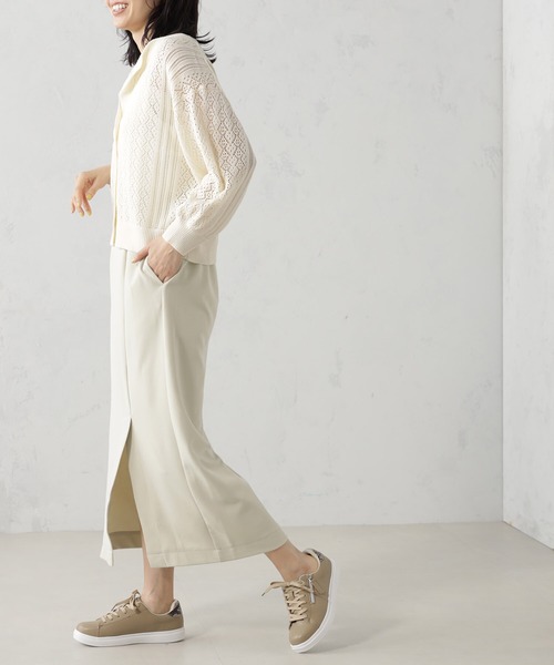 FOUND GOOD(ファウンドグッド)の「DRYタッチ スカシ編み7分袖ニットカーディガン(カーディガン/ボレロ・レディース・ブラック/レッド系5/ホワイト系5/ブラウン系5・S/M/L)」の5枚目の写真