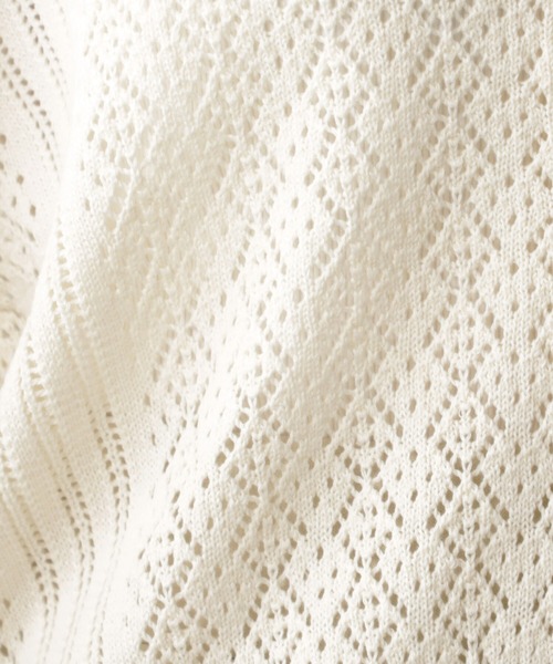 FOUND GOOD(ファウンドグッド)の「DRYタッチ スカシ編み7分袖ニットカーディガン(カーディガン/ボレロ・レディース・ブラック/レッド系5/ホワイト系5/ブラウン系5・S/M/L)」の8枚目の写真