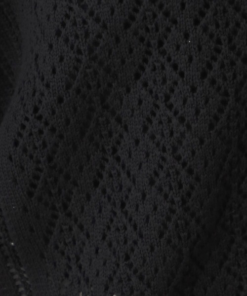 FOUND GOOD(ファウンドグッド)の「DRYタッチ スカシ編み7分袖ニットカーディガン(カーディガン/ボレロ・レディース・ブラック/レッド系5/ホワイト系5/ブラウン系5・S/M/L)」の12枚目の写真