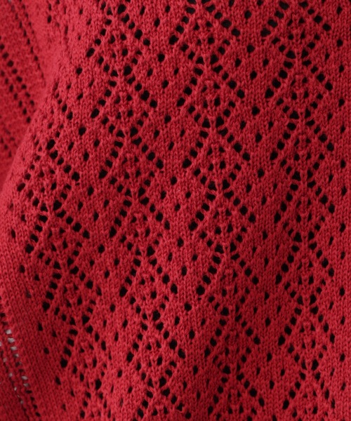 FOUND GOOD(ファウンドグッド)の「DRYタッチ スカシ編み7分袖ニットカーディガン(カーディガン/ボレロ・レディース・ブラック/レッド系5/ホワイト系5/ブラウン系5・S/M/L)」の20枚目の写真