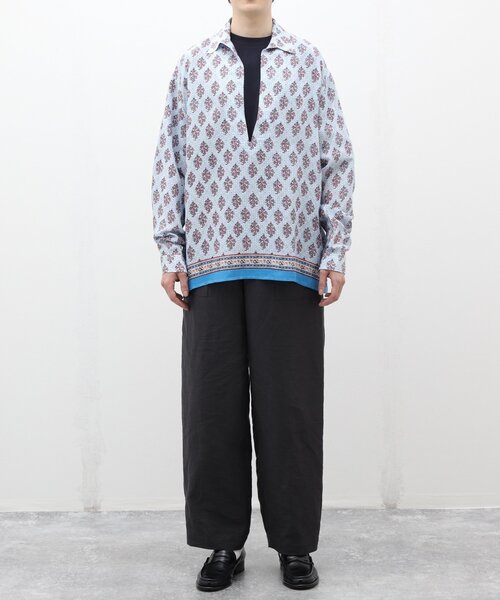 EDIFICE(エディフィス)の「インディア パネル スキッパー シャツ(シャツ/ブラウス・メンズ・ベージュ/ブルー系その他/グレー/ホワイト・MEDIUM/LARGE)」の6枚目の写真