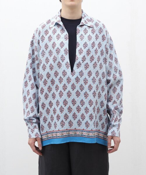 EDIFICE(エディフィス)の「インディア パネル スキッパー シャツ(シャツ/ブラウス・メンズ・ベージュ/ブルー系その他/グレー/ホワイト・MEDIUM/LARGE)」の7枚目の写真