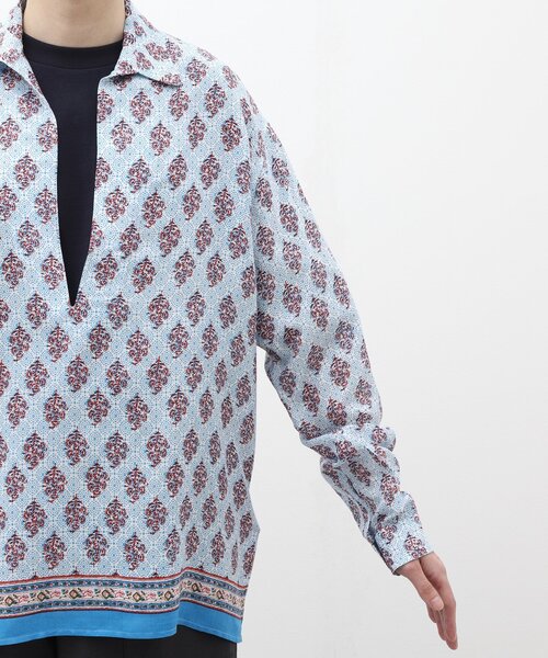 EDIFICE(エディフィス)の「インディア パネル スキッパー シャツ(シャツ/ブラウス・メンズ・ベージュ/ブルー系その他/グレー/ホワイト・MEDIUM/LARGE)」の12枚目の写真