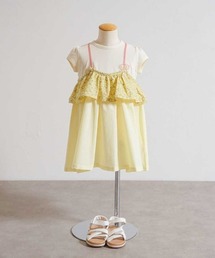 Hoppetta（ホッペッタ）の「【Hoppetta(ホッペッタ)】ちょうちょ刺繍 半袖キャミドレス　80cm・90cm・100cm（ワンピース）」