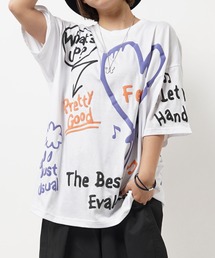 1111clothing（ワンフォークロージング）の「【unisex】落書き風 総柄 Tシャツ / オーバーサイズ Tシャツ メンズ レディース（Tシャツ/カットソー・メンズ）」