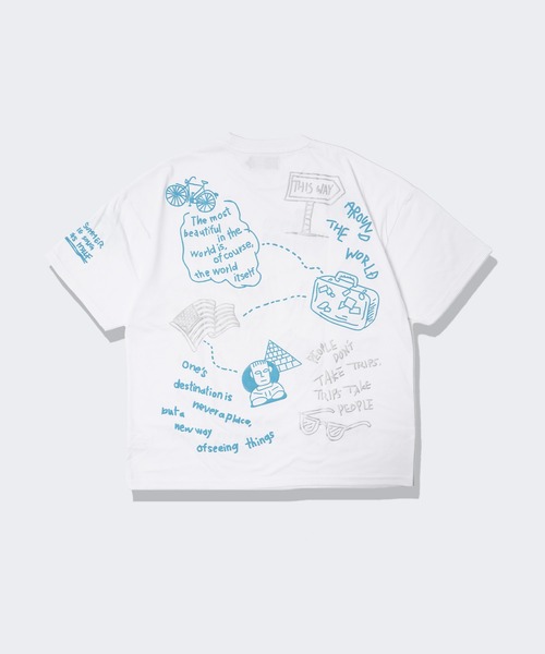 セール】【unisex】落書き風 総柄 Tシャツ / オーバーサイズ T