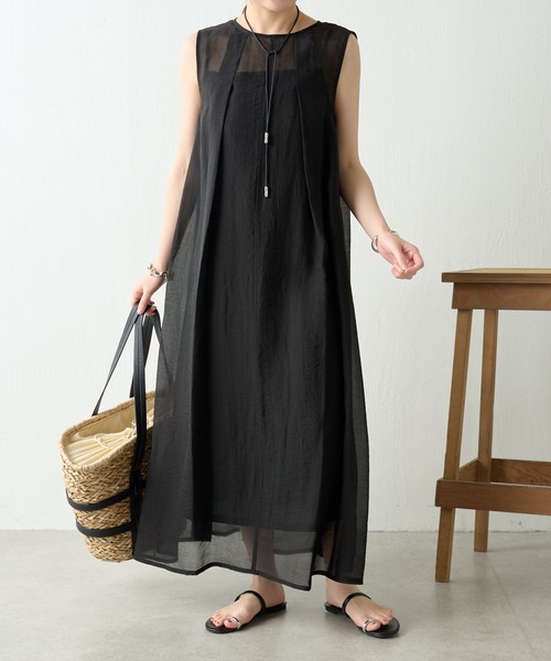 COLLAGE GALLARDAGALANTE（コラージュガリャルダガランテ）の「シボシアーワンピース/WEB限定（ワンピース・レディース・ベージュ/レッド/ブラック・FREE）」の2枚目の写真