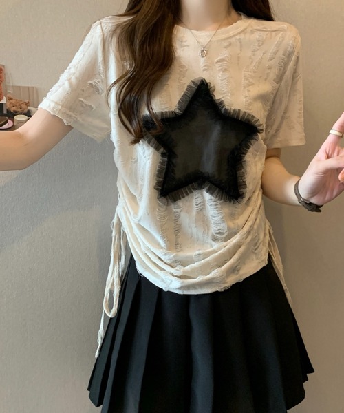 BOHELLE 売れ筋商品|||ボヘル Tシャツ トップス レディース Tops Azure セール】トップス Tシャツ レディース ボーダー 袖あり 半袖