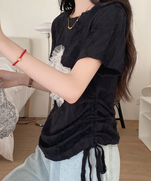 セール】新色追加/ダメージ風星柄トップス（Tシャツ/カットソー