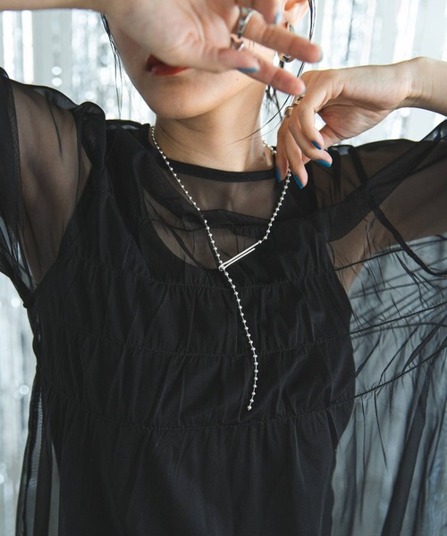 bohmal（ボマール）の「チュールシャーリングトップス（Tシャツ/カットソー・レディース・アイボリー/ブラック・MEDIUM）」の14枚目の写真