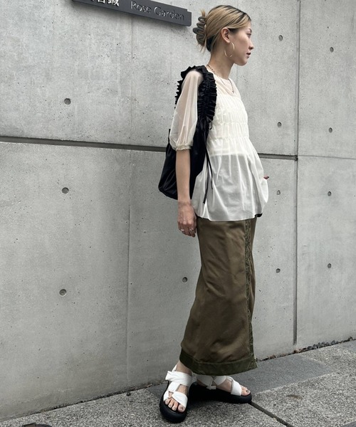 bohmal（ボマール）の「チュールシャーリングトップス（Tシャツ/カットソー・レディース・アイボリー/ブラック・MEDIUM）」の17枚目の写真