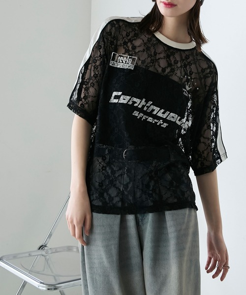M'S GRACY*Instagram掲載*フラワーレースボーダーカットソー フラワーボーダードレス | msgracy