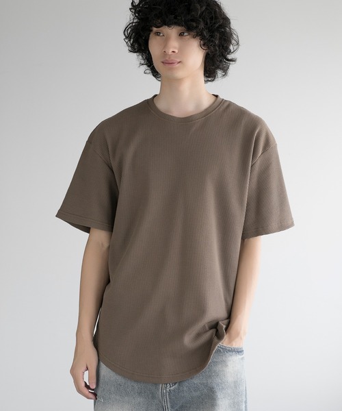 aimoha(アイモハ)の「aimoha men TEXTURED KNIT TEE (SS)(Tシャツ/カットソー・メンズ・ブラック/チョコ/ネイビー/ホワイト・LARGE/X-LARGE/XX-LARGE/XXX-LARGE)」の3枚目の写真