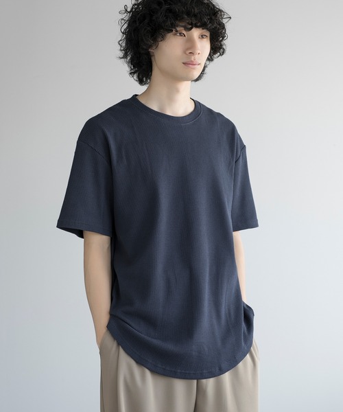 aimoha(アイモハ)の「aimoha men TEXTURED KNIT TEE (SS)(Tシャツ/カットソー・メンズ・ブラック/チョコ/ネイビー/ホワイト・LARGE/X-LARGE/XX-LARGE/XXX-LARGE)」の4枚目の写真