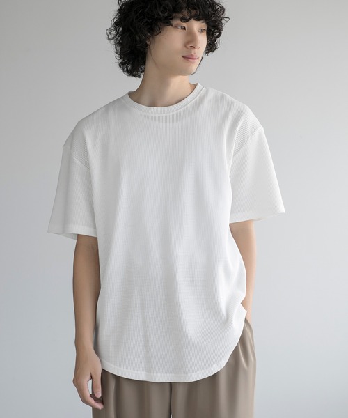aimoha(アイモハ)の「aimoha men TEXTURED KNIT TEE (SS)(Tシャツ/カットソー・メンズ・ブラック/チョコ/ネイビー/ホワイト・LARGE/X-LARGE/XX-LARGE/XXX-LARGE)」の2枚目の写真