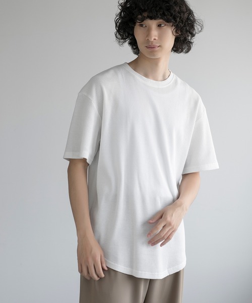 aimoha(アイモハ)の「aimoha men TEXTURED KNIT TEE (SS)(Tシャツ/カットソー・メンズ・ブラック/チョコ/ネイビー/ホワイト・LARGE/X-LARGE/XX-LARGE/XXX-LARGE)」の10枚目の写真