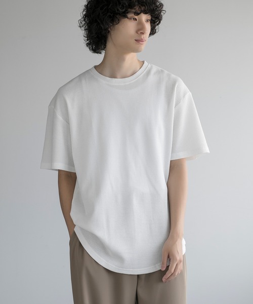 aimoha(アイモハ)の「aimoha men TEXTURED KNIT TEE (SS)(Tシャツ/カットソー・メンズ・ブラック/チョコ/ネイビー/ホワイト・LARGE/X-LARGE/XX-LARGE/XXX-LARGE)」の13枚目の写真