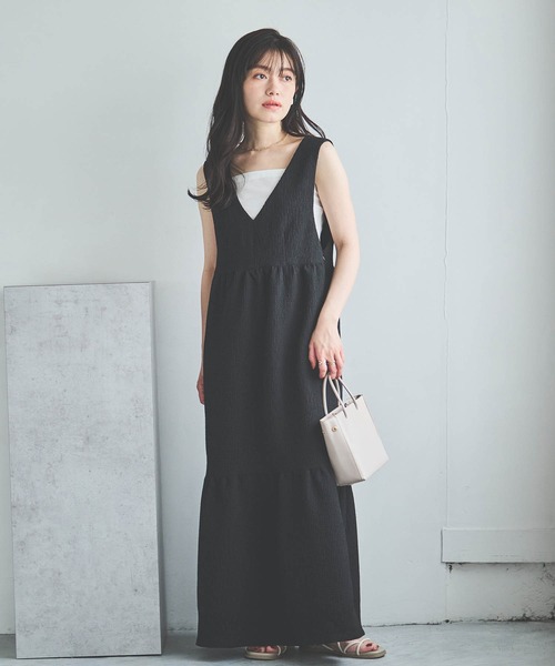 mil(ミル)の「【150㎝前後の小柄さんサイズ】ぽこぽこ裾切替えジャンスカ(ワンピース・レディース・モカ/ブラック/ライトベージュ・XS/S)」の9枚目の写真