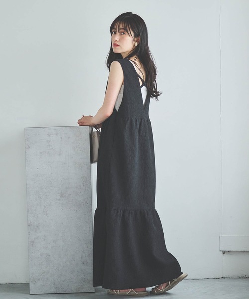 mil(ミル)の「【150㎝前後の小柄さんサイズ】ぽこぽこ裾切替えジャンスカ(ワンピース・レディース・モカ/ブラック/ライトベージュ・XS/S)」の7枚目の写真
