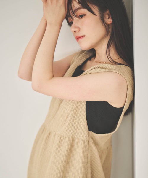 mil(ミル)の「【150㎝前後の小柄さんサイズ】ぽこぽこ裾切替えジャンスカ(ワンピース・レディース・モカ/ブラック/ライトベージュ・XS/S)」の20枚目の写真