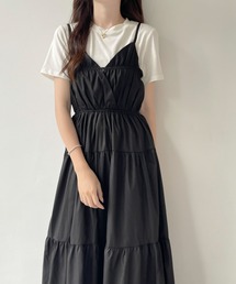 フロントリボンティアードキャミワンピース