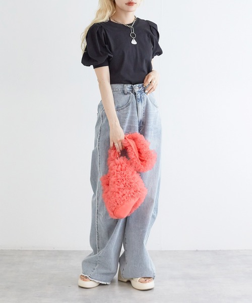 w closet(ダブルクローゼット)の「チュールBAG(ショルダーバッグ・レディース・ブラック/オフホワイト/ピンク/ブルー・FREE)」の11枚目の写真