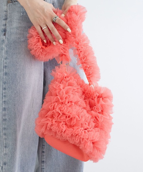w closet(ダブルクローゼット)の「チュールBAG(ショルダーバッグ・レディース・ブラック/オフホワイト/ピンク/ブルー・FREE)」の12枚目の写真